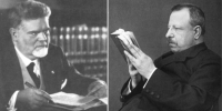 primi piani di Giovanni Gentile e Benedetto Croce
